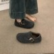 女鞋 41到43加绒勃肯鞋 软底舒适毛毛鞋 大码 呢子外穿复古灰色穆勒鞋