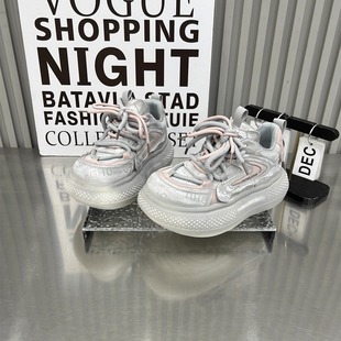 运动鞋 擦色做旧小个子增高厚底显脚小松糕厚底鞋 女2025新款 老爹鞋