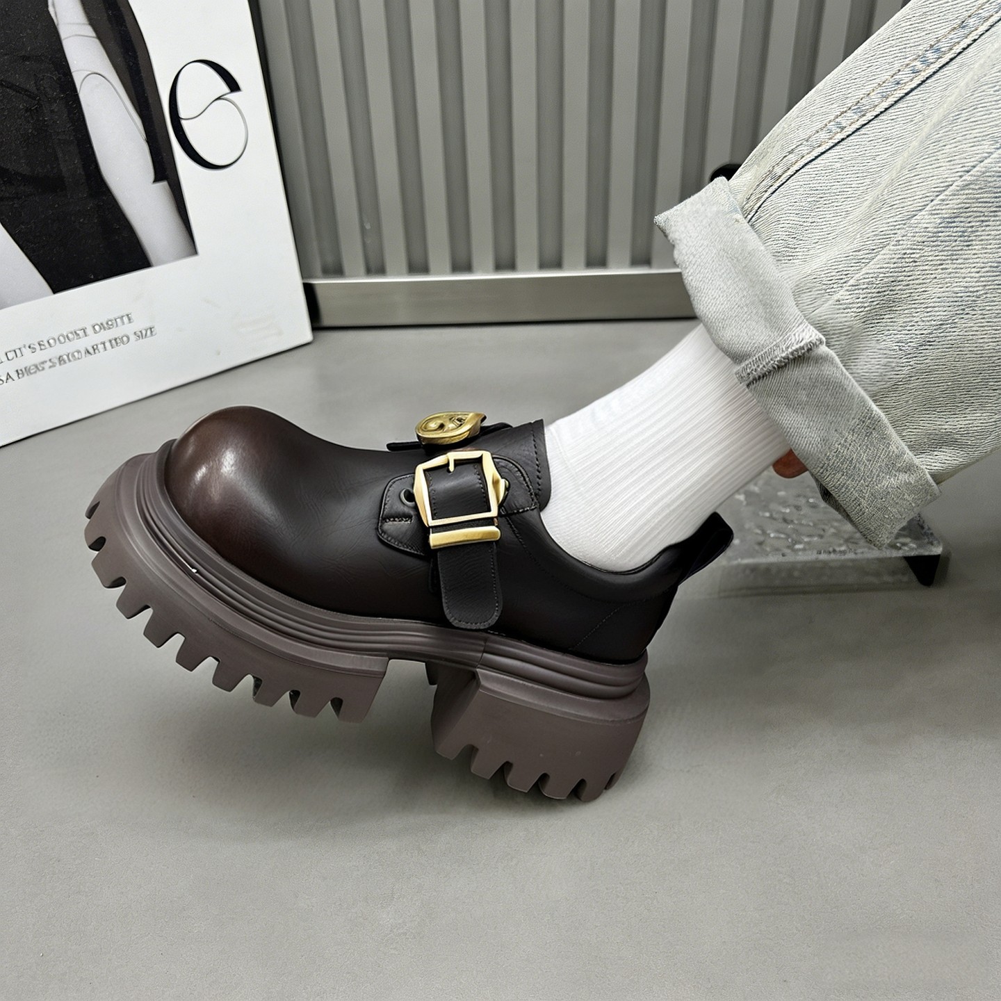 厚底乐福鞋女2026新款春季小个子增高显脚小百搭休闲大头小皮鞋潮,女鞋,乐福鞋（豆豆鞋）,淘宝优惠券,粉丝福利购,淘宝优惠卷