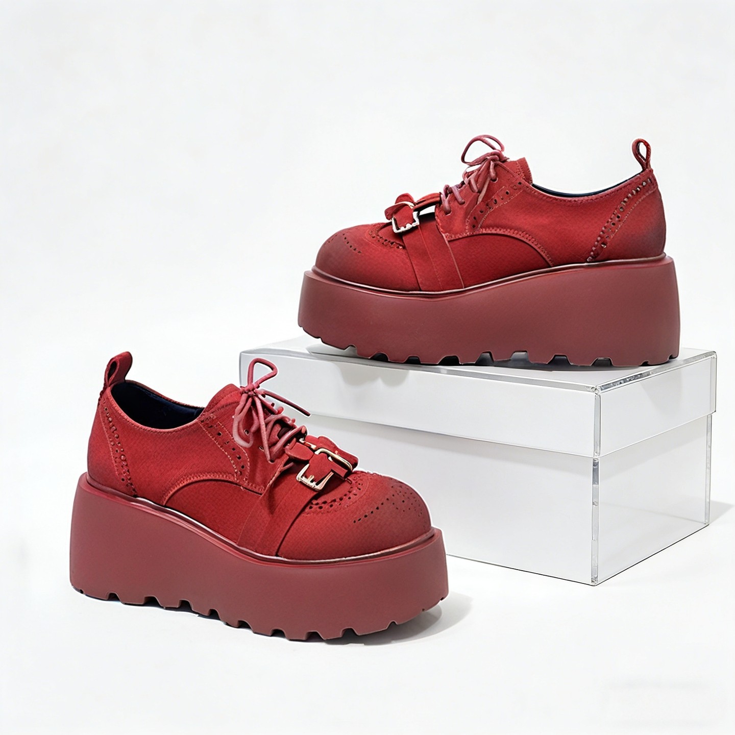 厚底松糕鞋女2026新款春季小个子增高显脚小皮带扣百搭休闲乐福鞋,女鞋,松糕（摇摇）鞋,淘宝优惠券,粉丝福利购,淘宝优惠卷