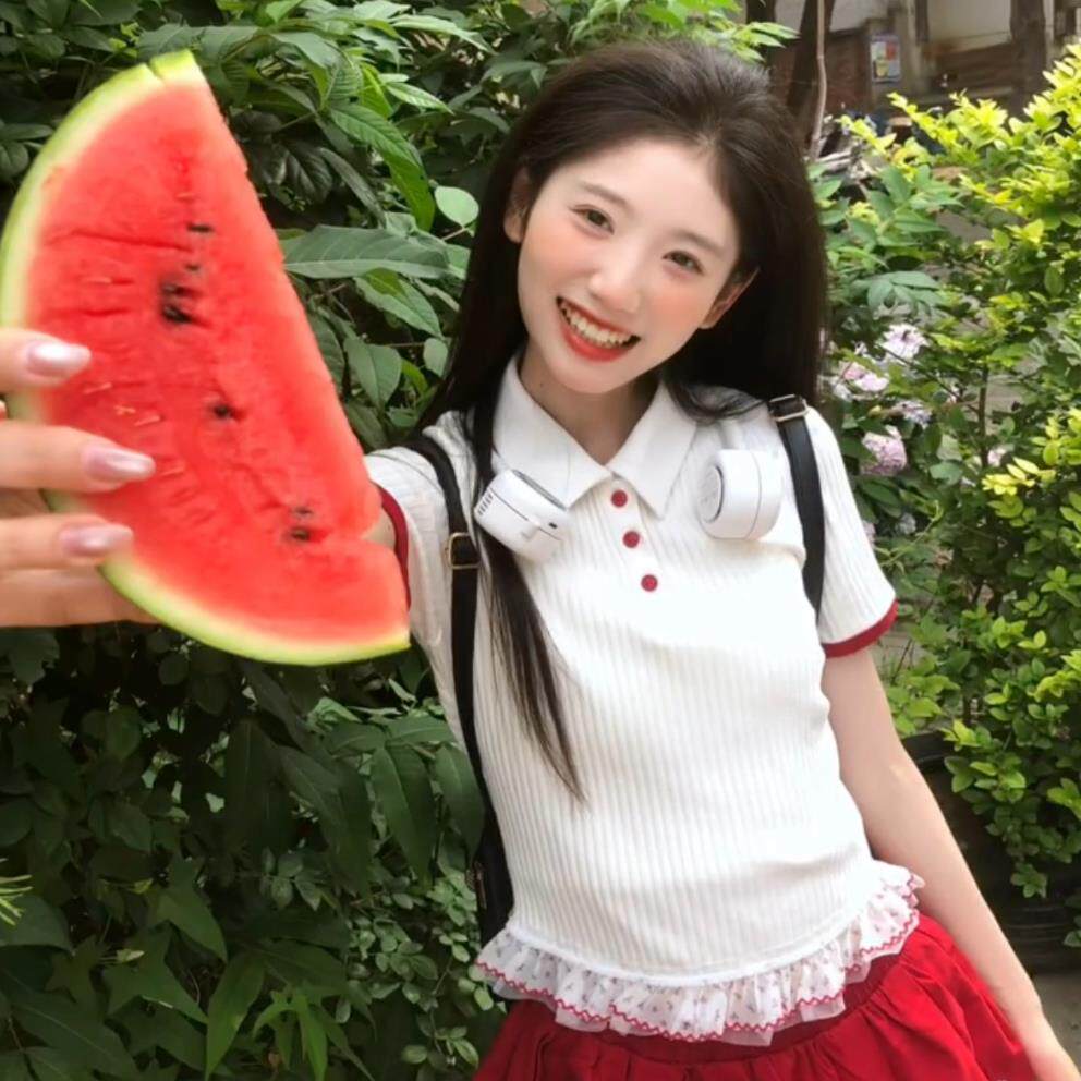 夏天巨好看的学院风裙子套装女夏短袖t恤韩系一整套ootd穿搭减龄