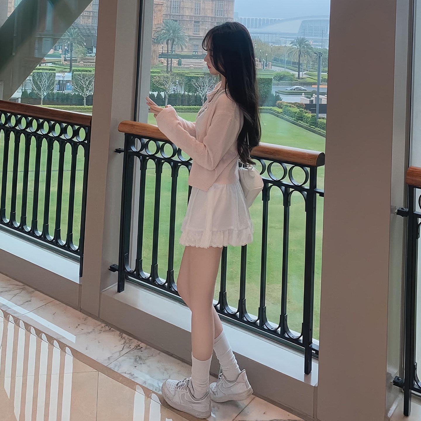 粉色甜美针织开衫上衣女2026年新款早春季小个子薄款软糯外搭毛衣