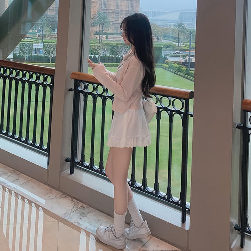 粉色甜美针织开衫上衣女2