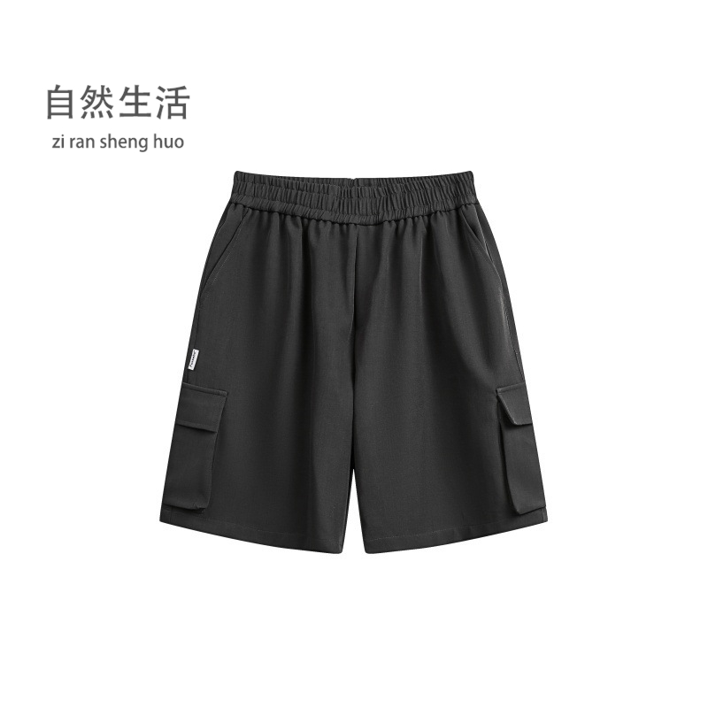 自然与物2025夏季新款西装工装短裤男美式潮牌多口袋直筒五分裤子
