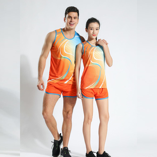 田径服套装男女款紧身长跑马拉松衣服女运动跑步比赛训练短裤背心