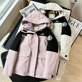 新品 冲锋衣防风羽绒服外套冬装 女 三合一可拆卸内搭工装 木巨1300