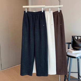 巨显瘦！高克重600g加厚奥粒绒保暖松紧腰羊毛呢弯刀裤休闲阔腿裤