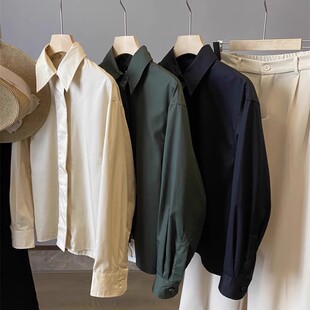 日单~试衣间 秋季新款高支高密匹马棉休闲OL翻领长袖衬衫女上衣
