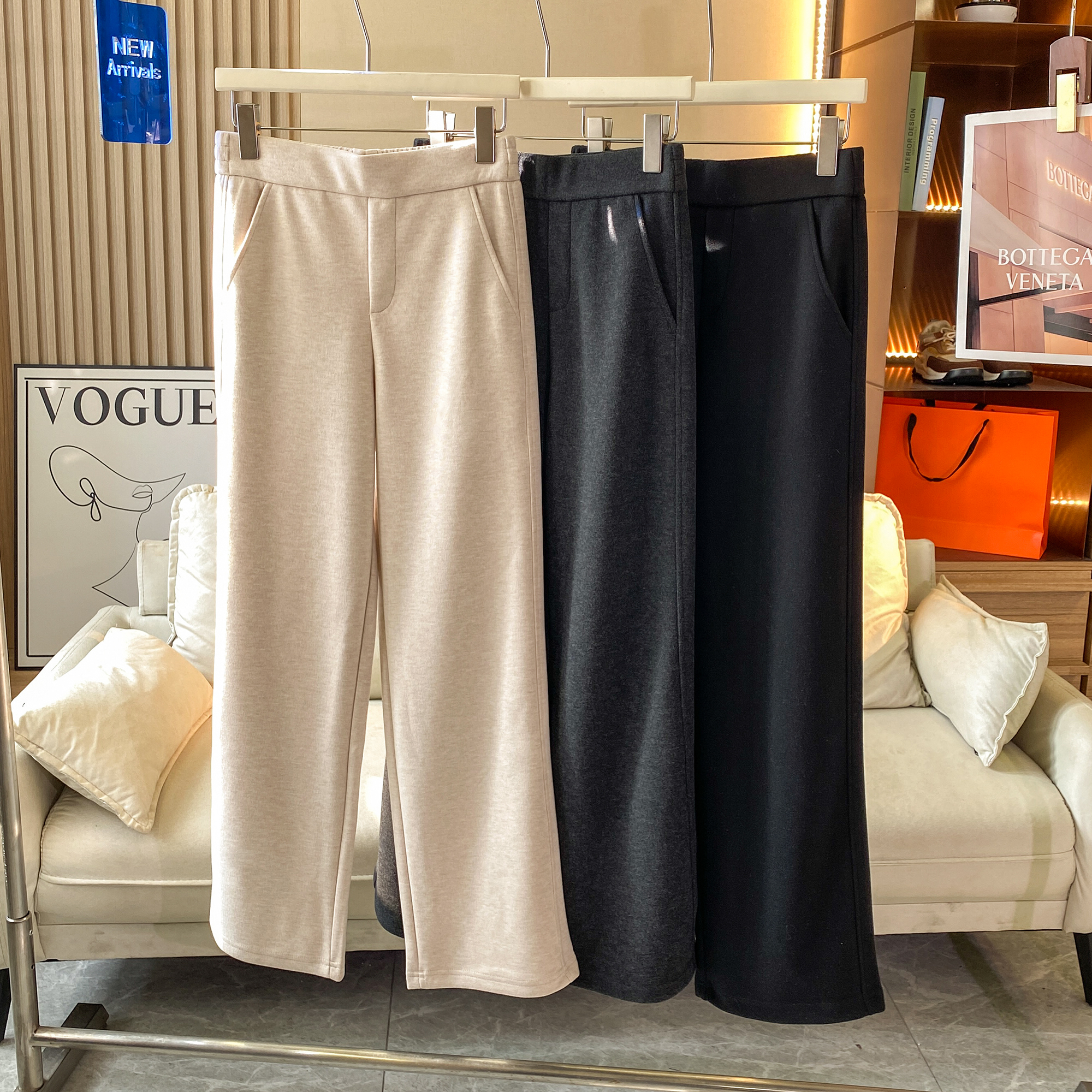 700g加厚窄版羊毛阔腿裤女冬