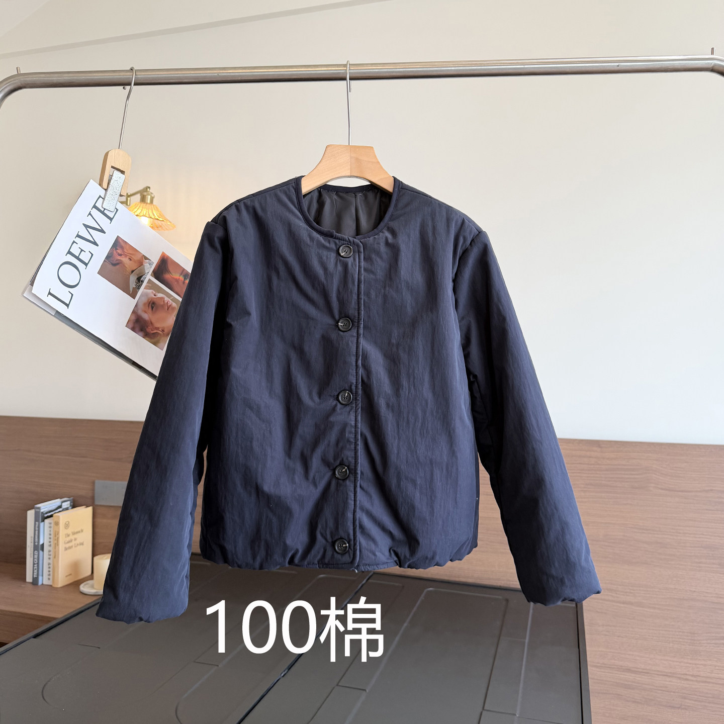 保暖圆领休闲棉服外套短棉衣女冬