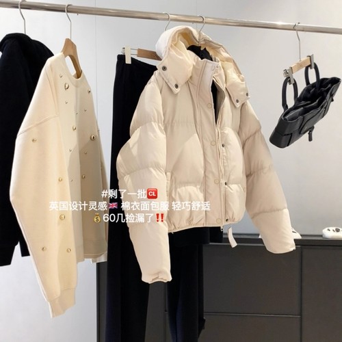 加厚保暖连帽面包服棉服外套女冬