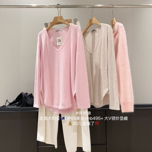 针织衫 极简风休闲松弛感圆弧下摆V领套头长袖 女 69美金 出kou单