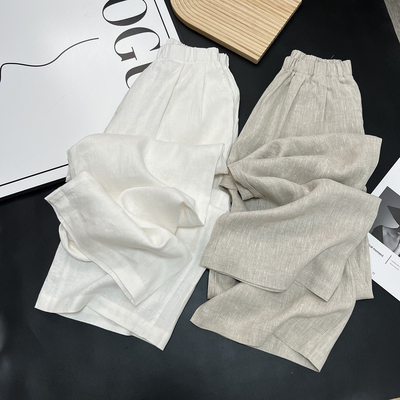 新疆100亚麻薄款亚麻阔腿休闲裤