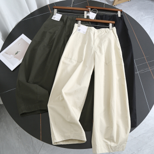 新款 春装 女装 百搭宽松休闲水洗棉直筒休闲裤 日单 女长裤 试衣间