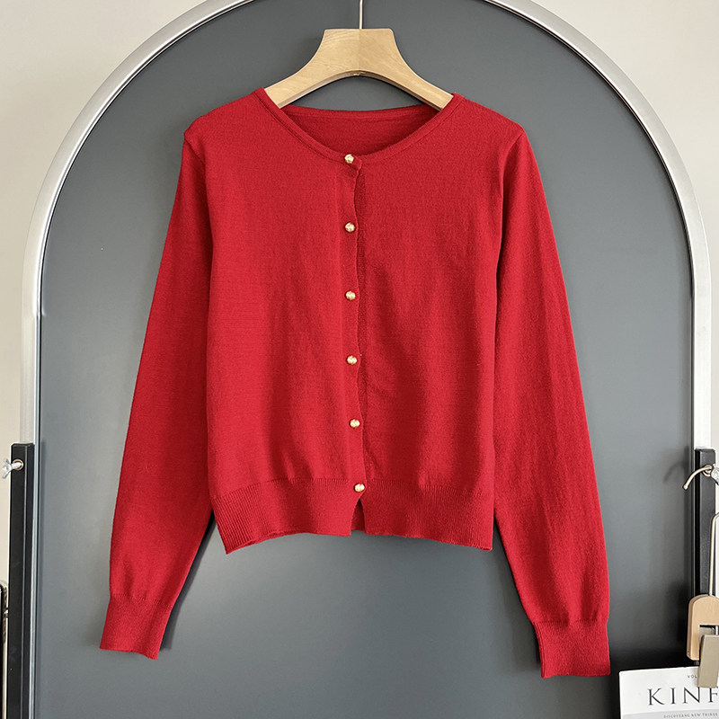 软糯羊毛混纺圆领针织开衫毛衣