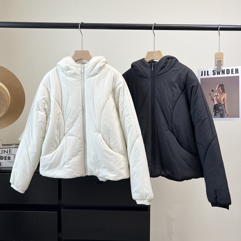 防风连帽夹棉短款面包服棉衣外套