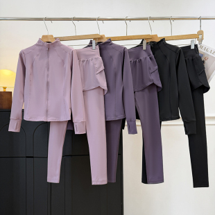 健身服跑步瑜伽服春新 女户外防晒骑行长袖 LU家同款 速干运动套装