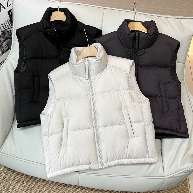 蓬松保暖90白鸭绒立领羽绒服马甲