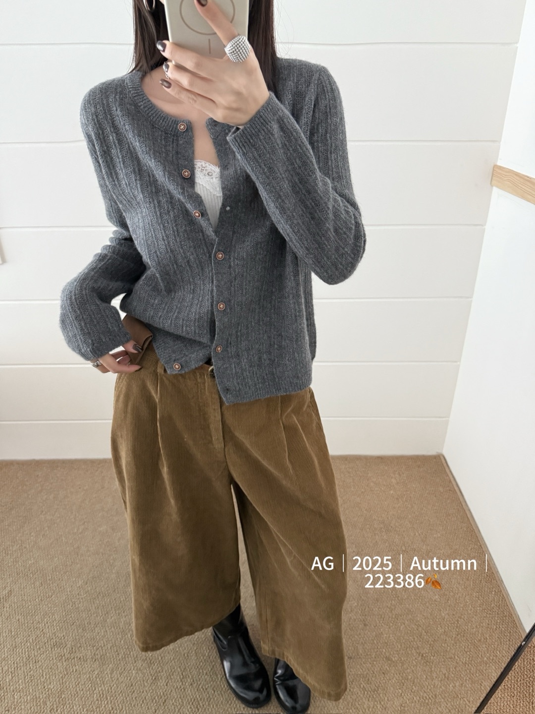YOYO-新款韩系圆领麻花羊毛针织开衫女百搭休闲宽松毛衣外套女