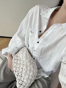 【松弛感穿搭】2026新款细条纹白衬衫 宽松慵懒风通勤休闲上衣