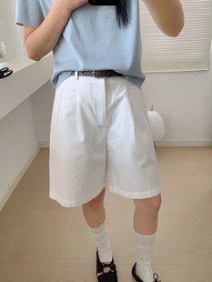 2026纯棉春夏新款系列休闲裤女纯色高腰直筒休闲阔腿短裤
