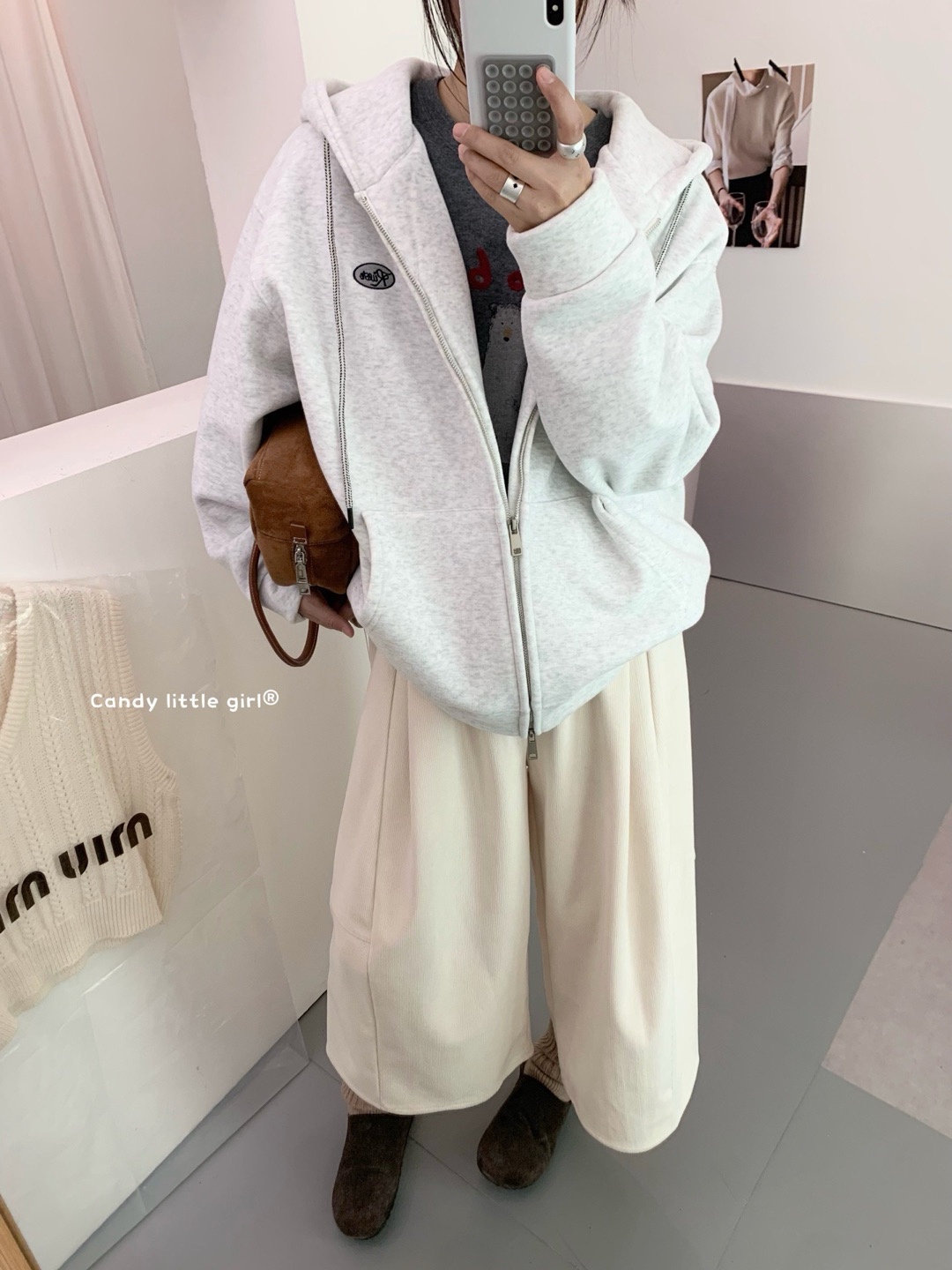 YOYO-新款韩系加绒拉链卫衣外套女百搭休闲宽松连帽卫衣外套女