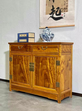 金丝楠木餐边柜二联厨中式鞋柜客厅抽屉储物柜全实木收纳柜家具