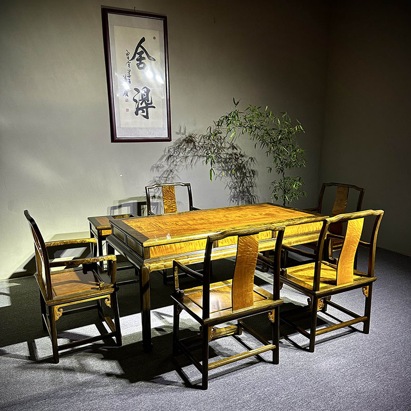 金丝楠木小叶桢楠阴沉黄料独板干泡茶桌家用中式实木家具小型家用