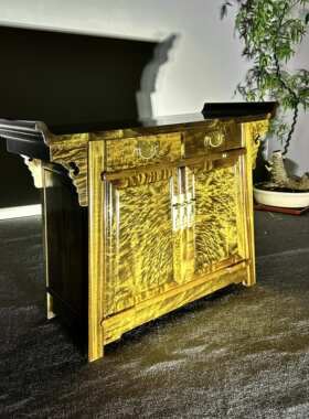 直销金丝楠木小叶桢楠阴沉木餐边柜新款实木二联厨中式收纳储物柜