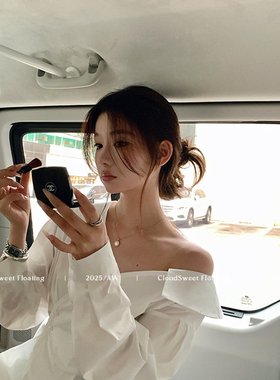 CloudSweet白云甜韩女衬衫时髦韩系长袖白衬衫设计感时尚收腰上衣