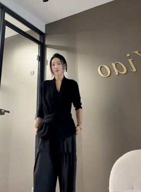 5werkwen 智性绑带开衫 温柔感两穿斜门襟开衫