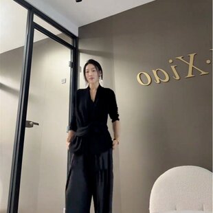 5werkwen 智性绑带开衫 温柔感两穿斜门襟开衫