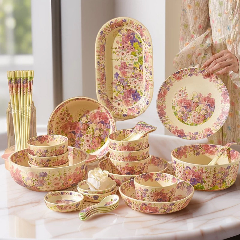 华典陶瓷餐具繁花似锦家用饭碗大汤碗鱼盘菜盘搬家乔迁送礼釉中彩,餐饮具,碗,淘宝优惠券,粉丝福利购,淘宝优惠卷