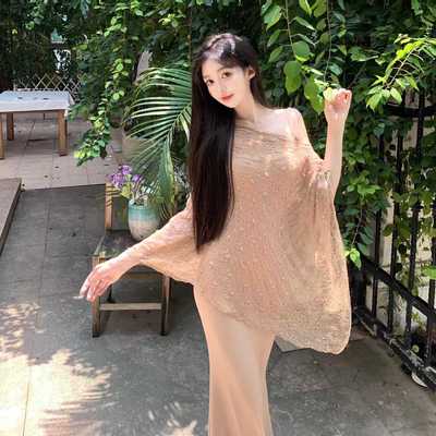 斗篷连衣裙两件套不规则披肩长裙