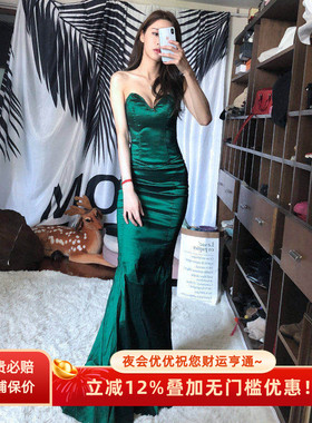 晚宴高端礼服裙女25新款性感露肩夜场名媛气质韩版抹胸连衣裙长款