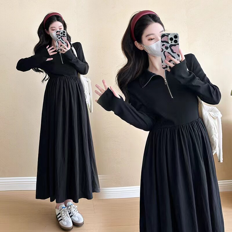 MATERNITY SPRING AND AUTUMN DRESSES 2024 NEW AUTUMN DRESSES TEMPERAMENT SLIM AGE REDUCTION GOING OUT SWEATSHIRT SKIRT EARLY AUTUMN