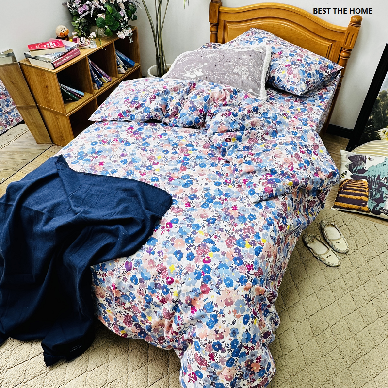 大牌日单 100%棉 15套色平纹印花床上用品 枕套 被套 床单 四件套