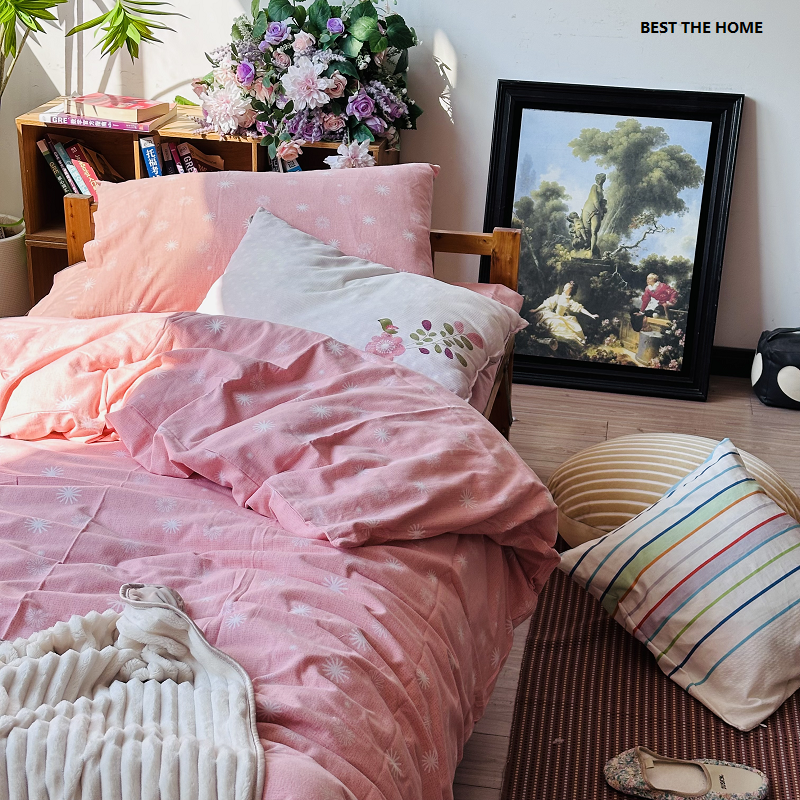 冬季款日本订单 全棉绒布印花床上用品 枕套 被套 床单床笠四件套