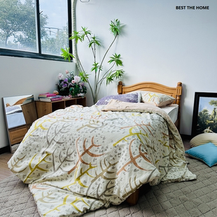 出口日单 秋冬季100%棉绒布配DTY低弹丝珊瑚绒 枕套被套 断码特价