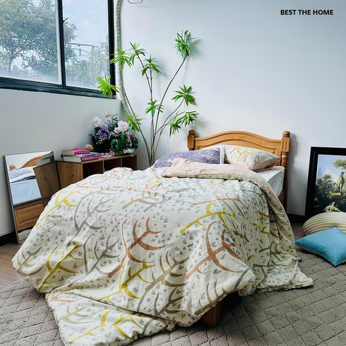 出口日单 秋冬季100%棉绒布配DTY低弹丝珊瑚绒 枕套被套 断码特价