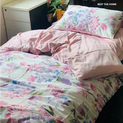 日本品牌订单 全棉60支贡缎印花床上用品 枕套 被套 床单 四件套
