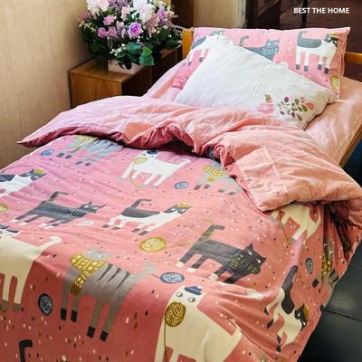 日本原单改款 印花摇粒绒/全棉绒布 枕套 被套 床单 床笠 四件套