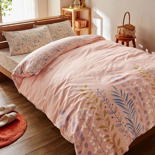 出口订单  30/70麻棉混纺印花床上用品 被套  空调被羽丝棉填充