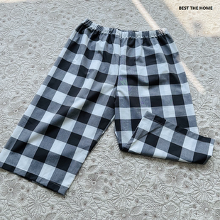 睡褲 日單面料 100%棉 全棉家居服中褲 庫存清倉