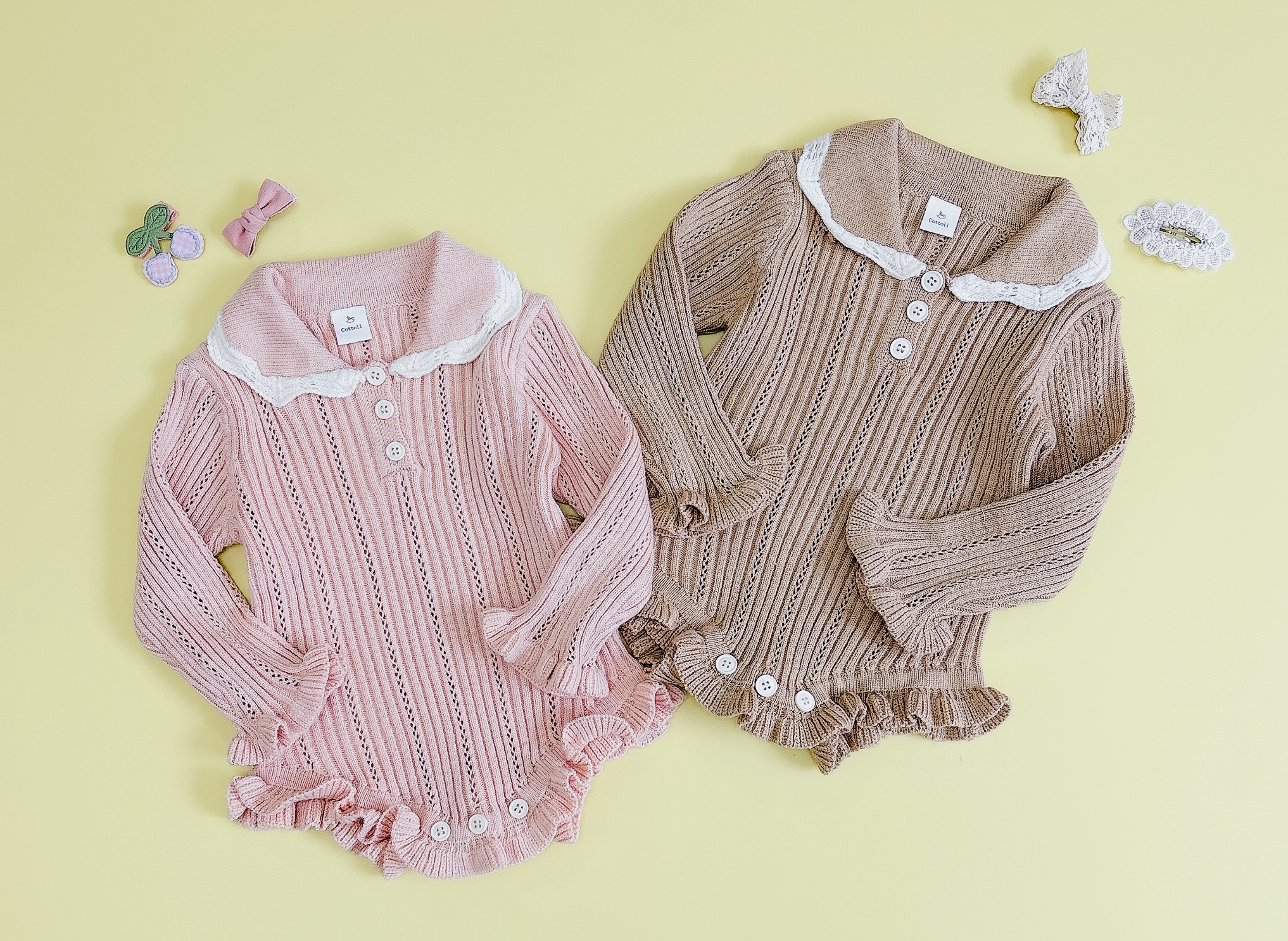 日单cottoli小木马新款女童女宝宝春秋长袖针织衫毛衣连体衣爬服