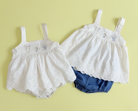 日单cottoli小木马春夏新款女童宝宝可爱卡通背带裙裤套装包屁衣