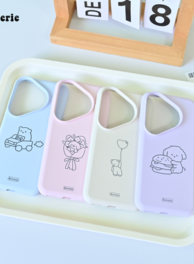 Reverie适用华为Pura70Pro手机壳可爱卡通新款P70液态硅胶mate70保护套简约线条小狗Pro+日韩ins风创意小熊