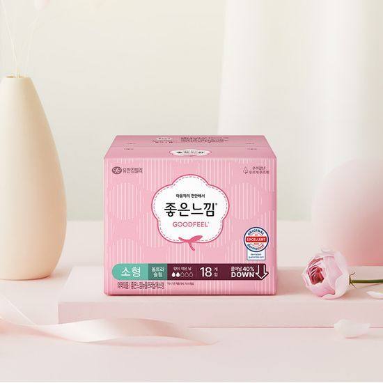 满100包邮韩国本土好感觉GOOD FEEL好纯棉日用卫生巾18片21厘米小