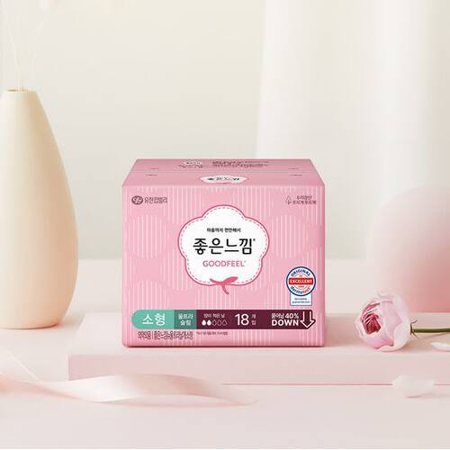 满100包邮韩国本土好感觉GOOD FEEL好纯棉日用卫生巾18片21厘米小