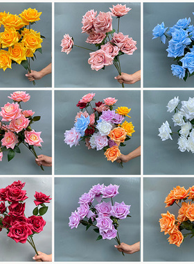 婚礼求婚布置角玫瑰高枝花材仿真花插花家居客厅摆件装饰路引绢花